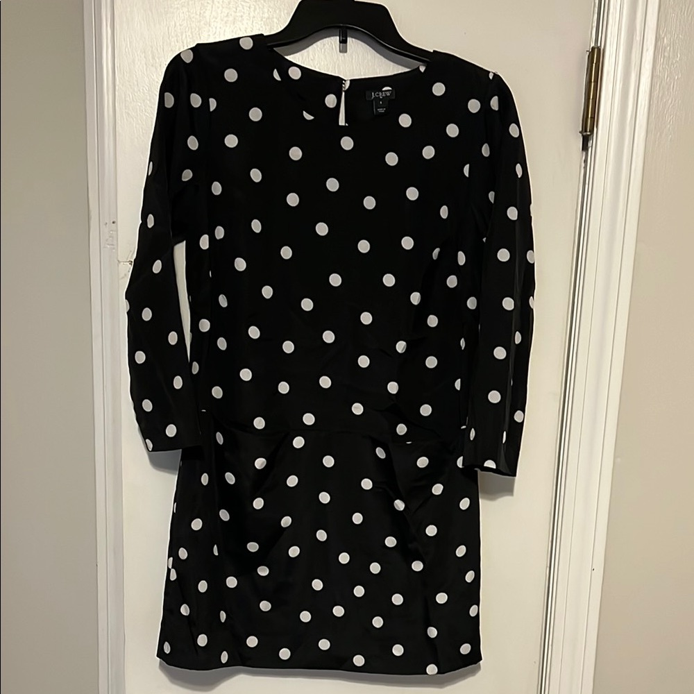 J. Crew Black and White Sheath Dress with Cuffed Long Sleeves
